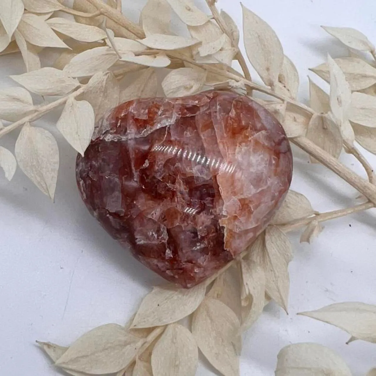 Fire Quartz Crystal Heart Crystal