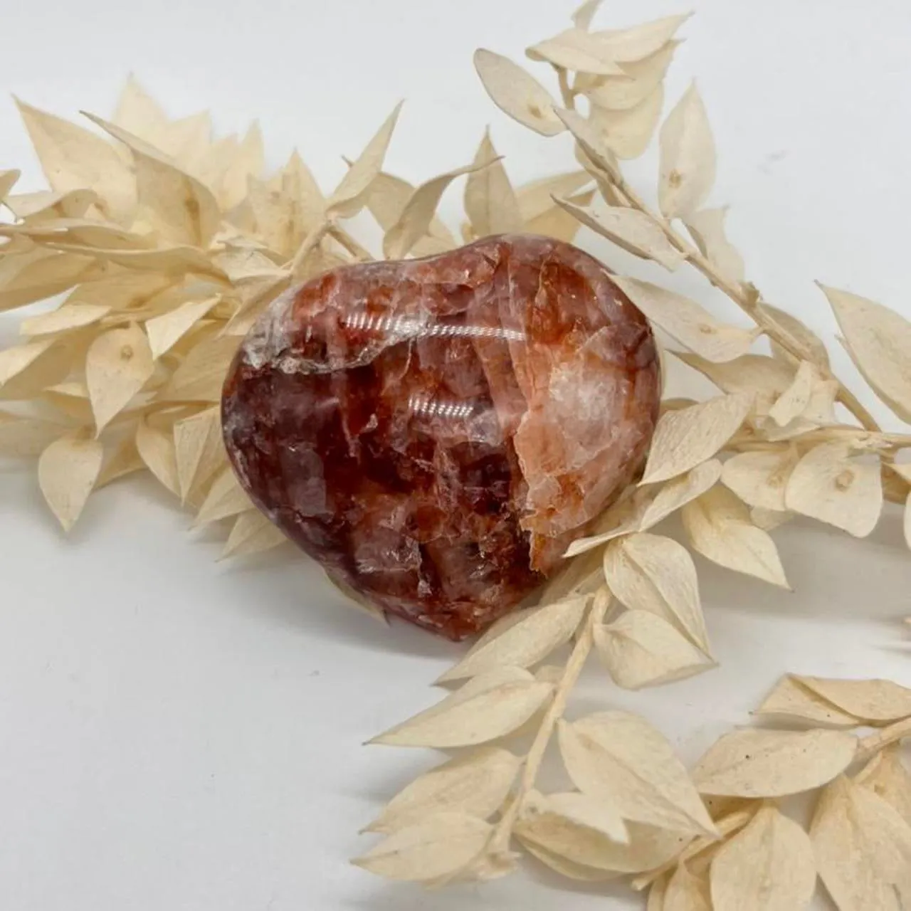 Fire Quartz Crystal Heart Crystal