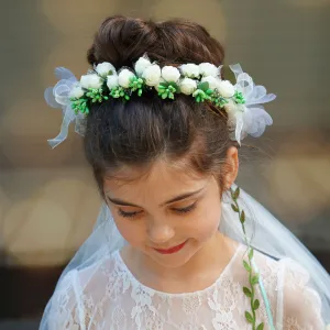 Floral Crown Veil - White