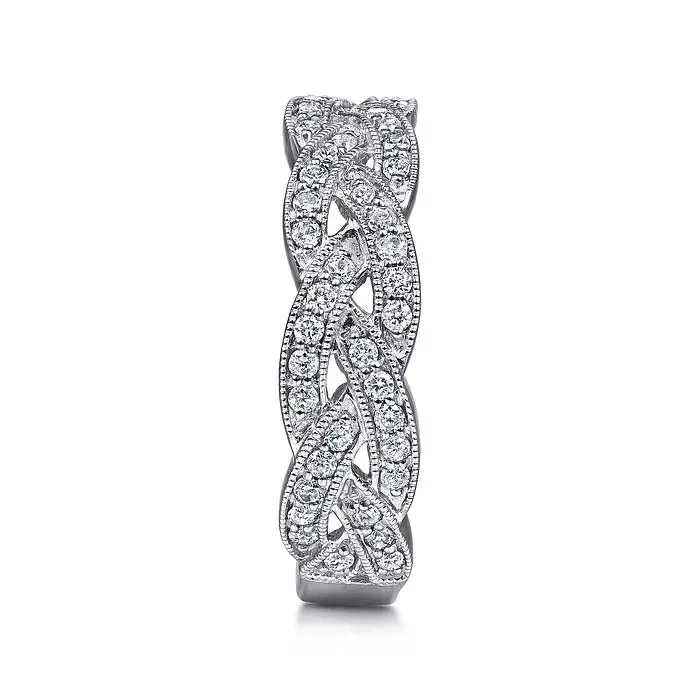 Gabriel & Co. Braided Diamond Stackable Ring in 14K White Gold