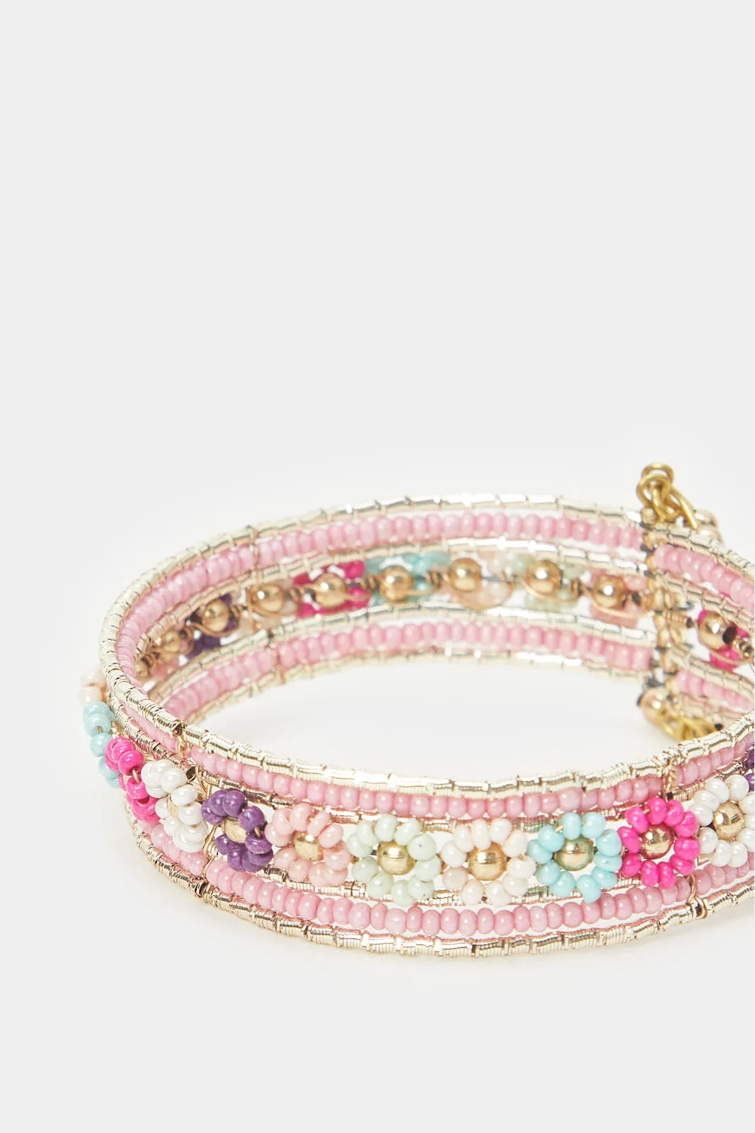 Girls Pink And Gold Embellished Cuff