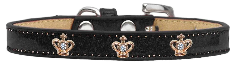 Gold Crown Widget Dog Collar Black Ice Cream Size 14