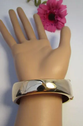 Gold Silver Metal Retro Bracelet Cuff Multi Rhinestones