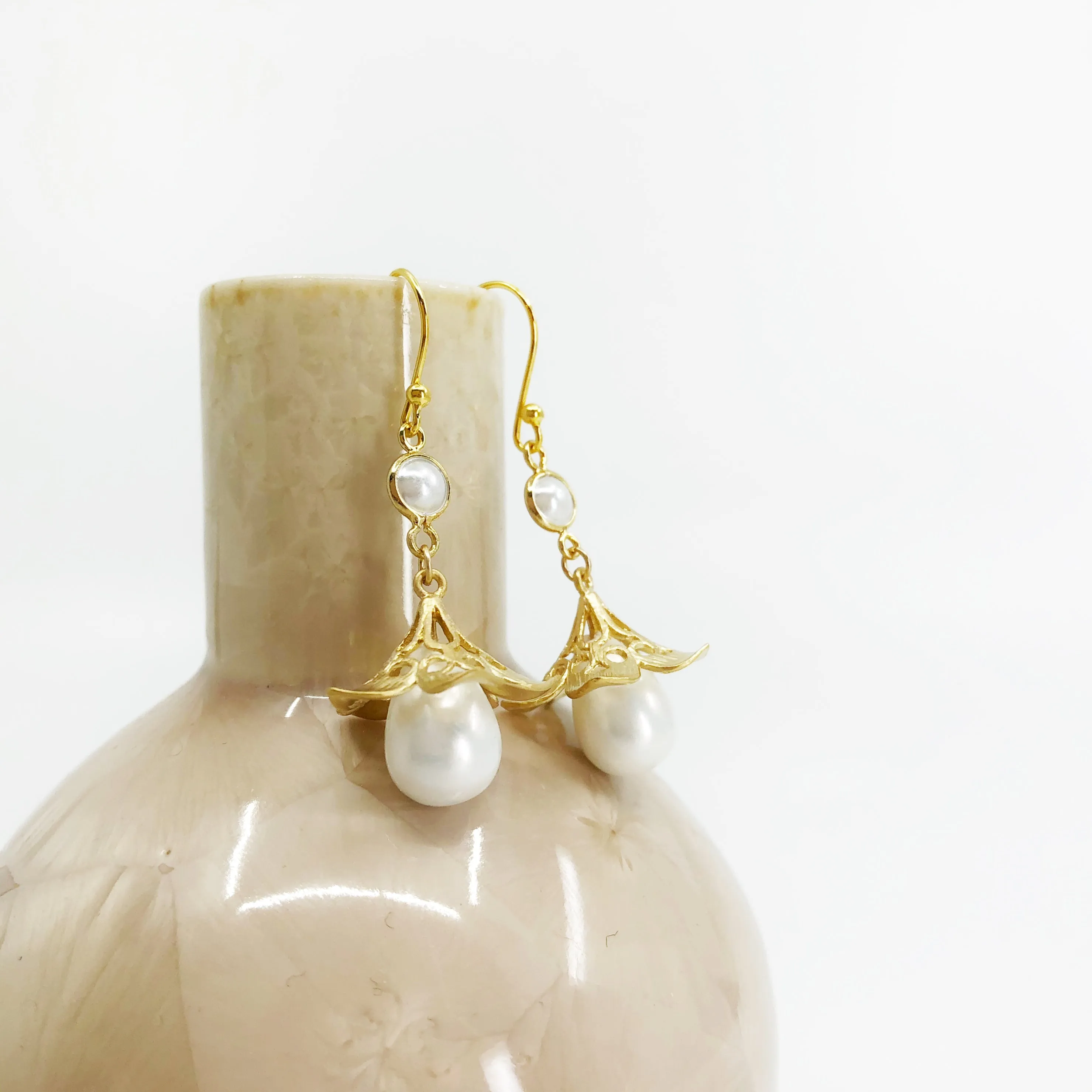 Gold Trumpet Earrings