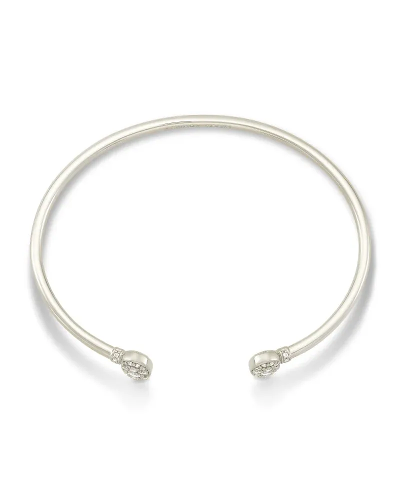 Grayson Silver Cuff Bracelet in White Crystal by Kendra Scott