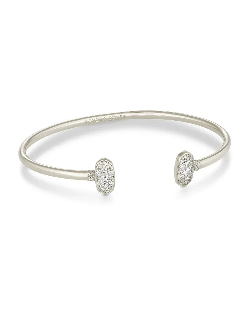 Grayson Silver Cuff Bracelet in White Crystal by Kendra Scott