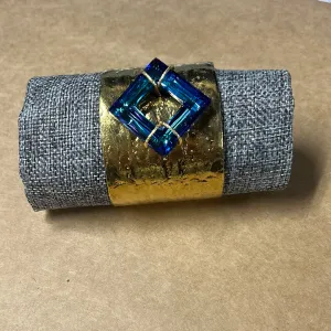 Hammered Brass Cuff Volcano Blue