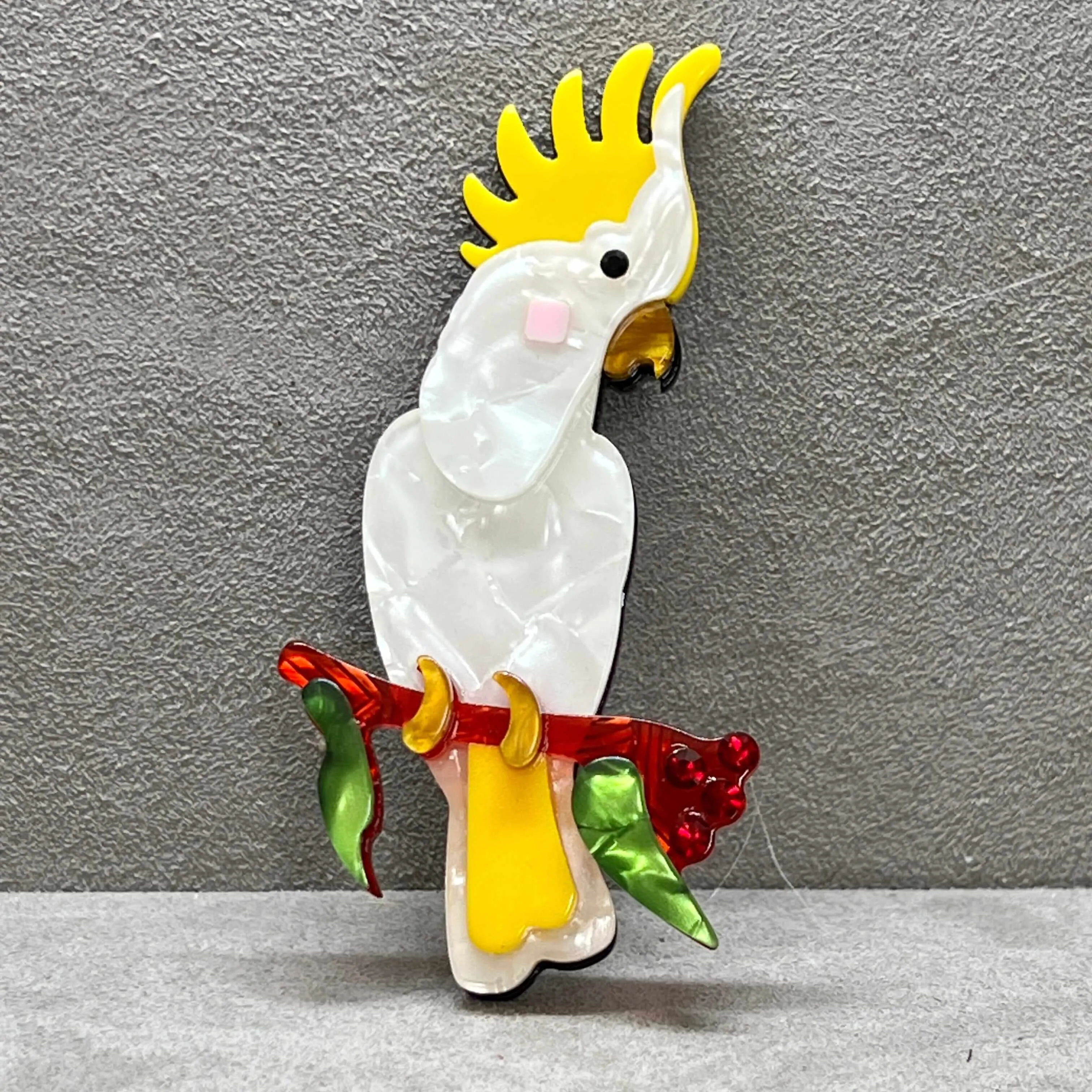 Handmade Acrylic Art Brooch - The cockatoo