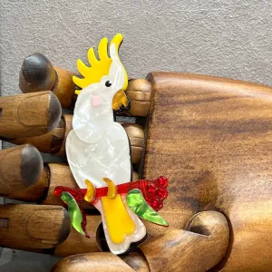 Handmade Acrylic Art Brooch - The cockatoo