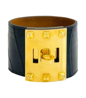 Hermes Alligator Skin Dog Extreme Cuff Bracelet