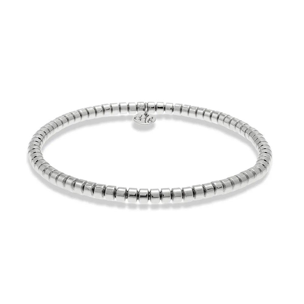 Hulchi Belluni 18K White Gold Brushed Stretch Bracelet