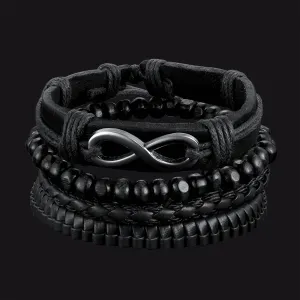 Infinite Woven Cuff Rope Leather Bracelet for Men