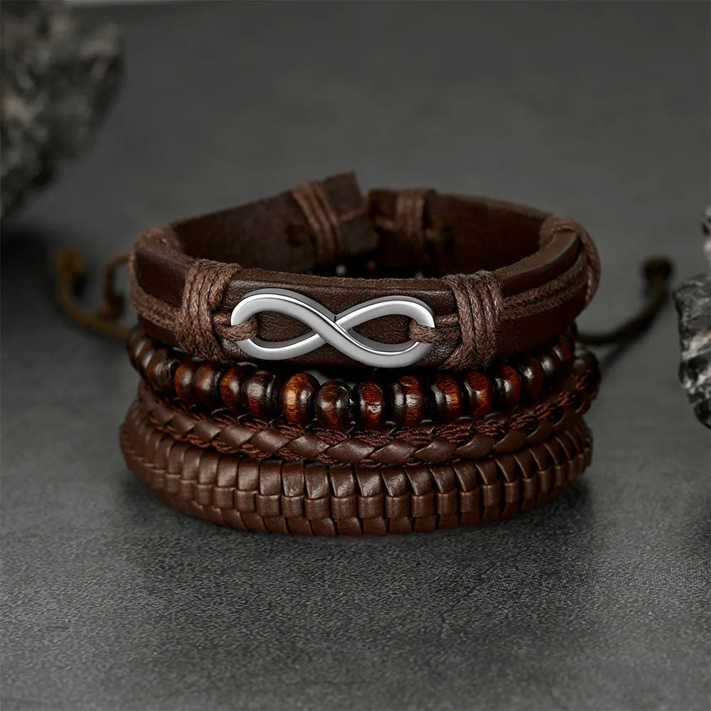 Infinite Woven Cuff Rope Leather Bracelet for Men