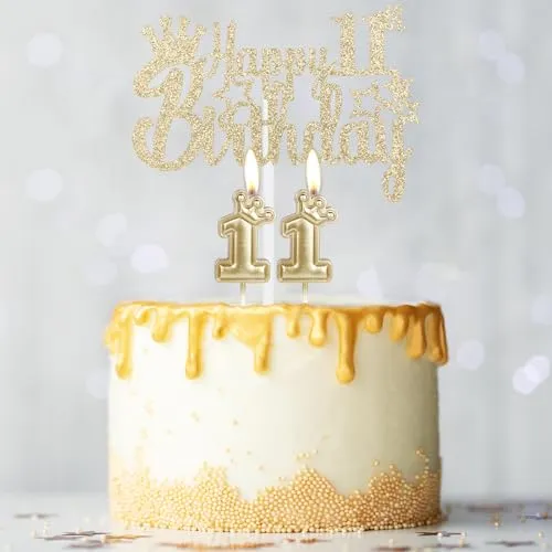 iNINGER 13th Happy Birthday Candles Cake Toppers,Crown Number 13 Candle for Cake,Girls 13th Birthday Decoration,Cake Candle Cake Topper for Women Birthday Party Wedding Anniversary (Champagne Gold)