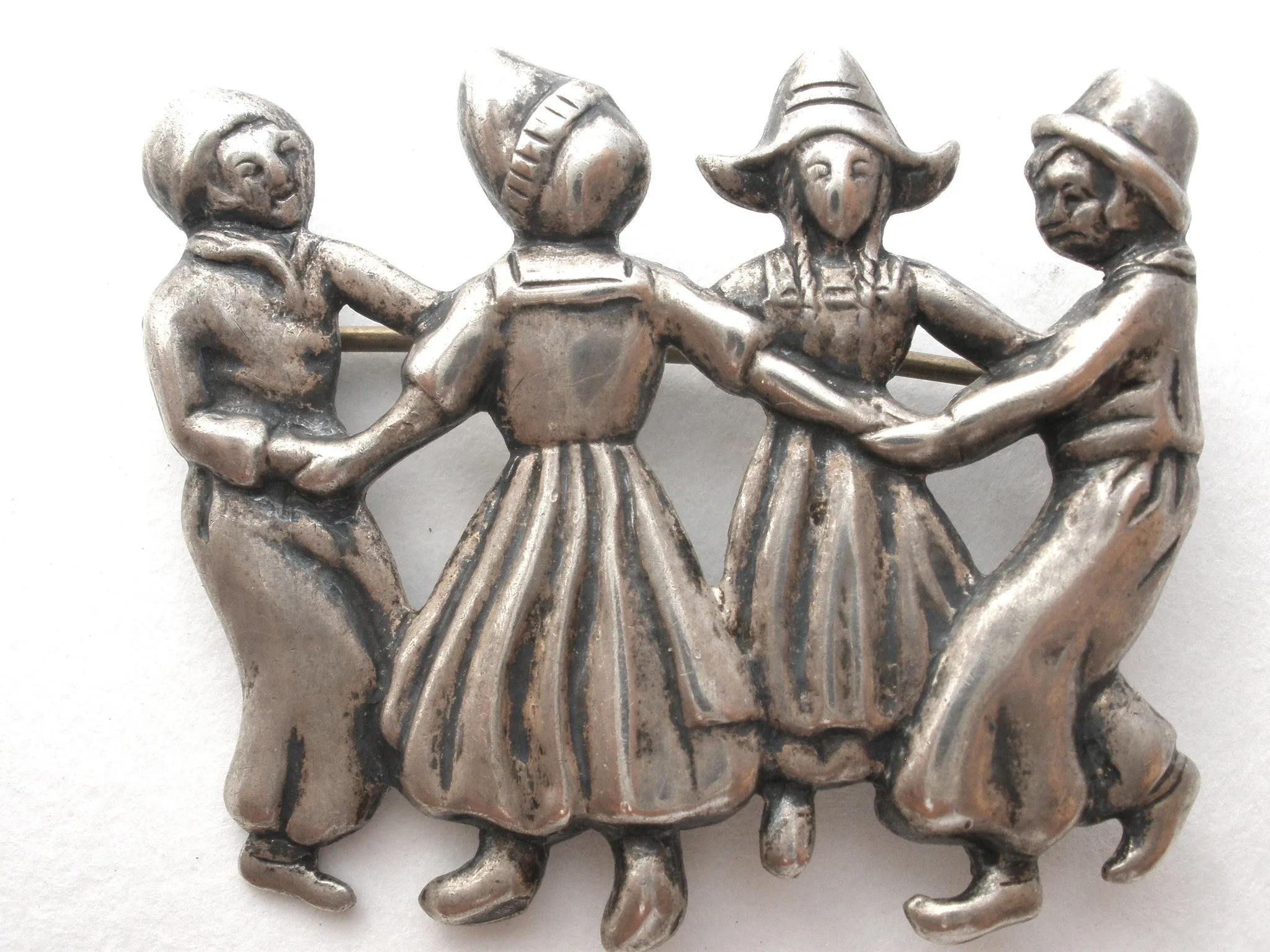 Lang Sterling Silver Brooch with Children Dancing