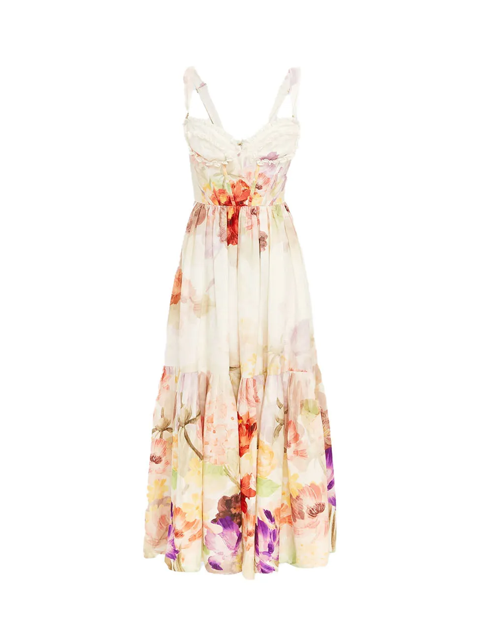 Leo Lin Rose Bustier Midi Dress in Cascade Print