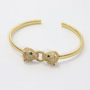 Leopardrd Head Cuff Bracelet