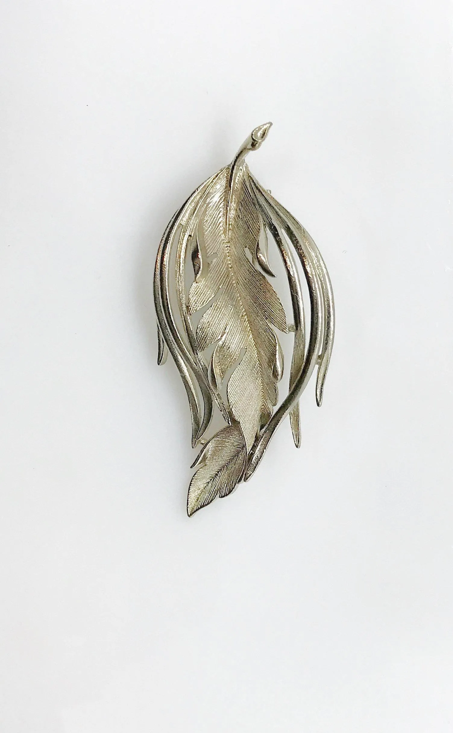 Lisner Silver Leaf Vintage Brooch