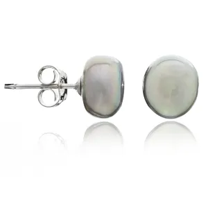 Margarita silver grey irregular cultured freshwater pearl stud earrings