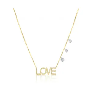 Meira T Diamond  LOVE Necklace with Off Cantered Diamond Charms