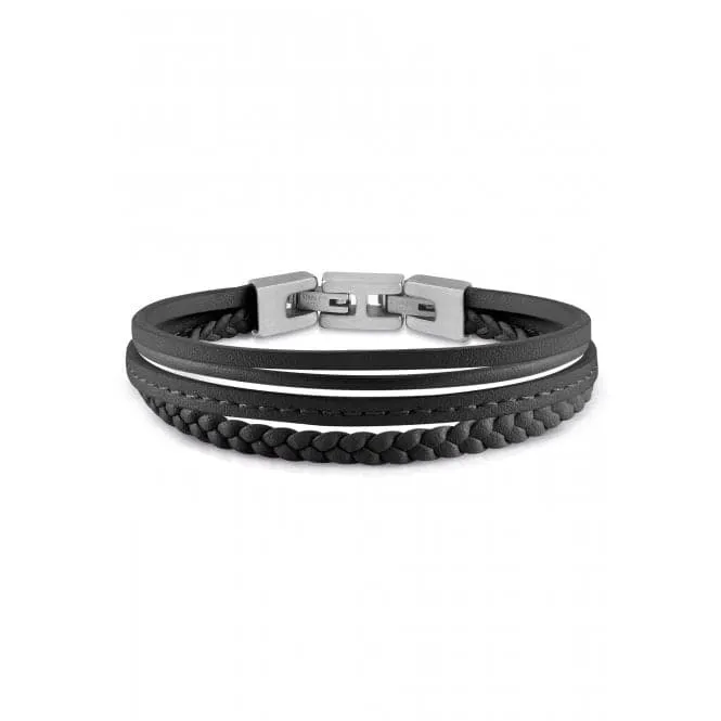 Mens Steel Multi Strap Black Bracelet UMB01345STBK