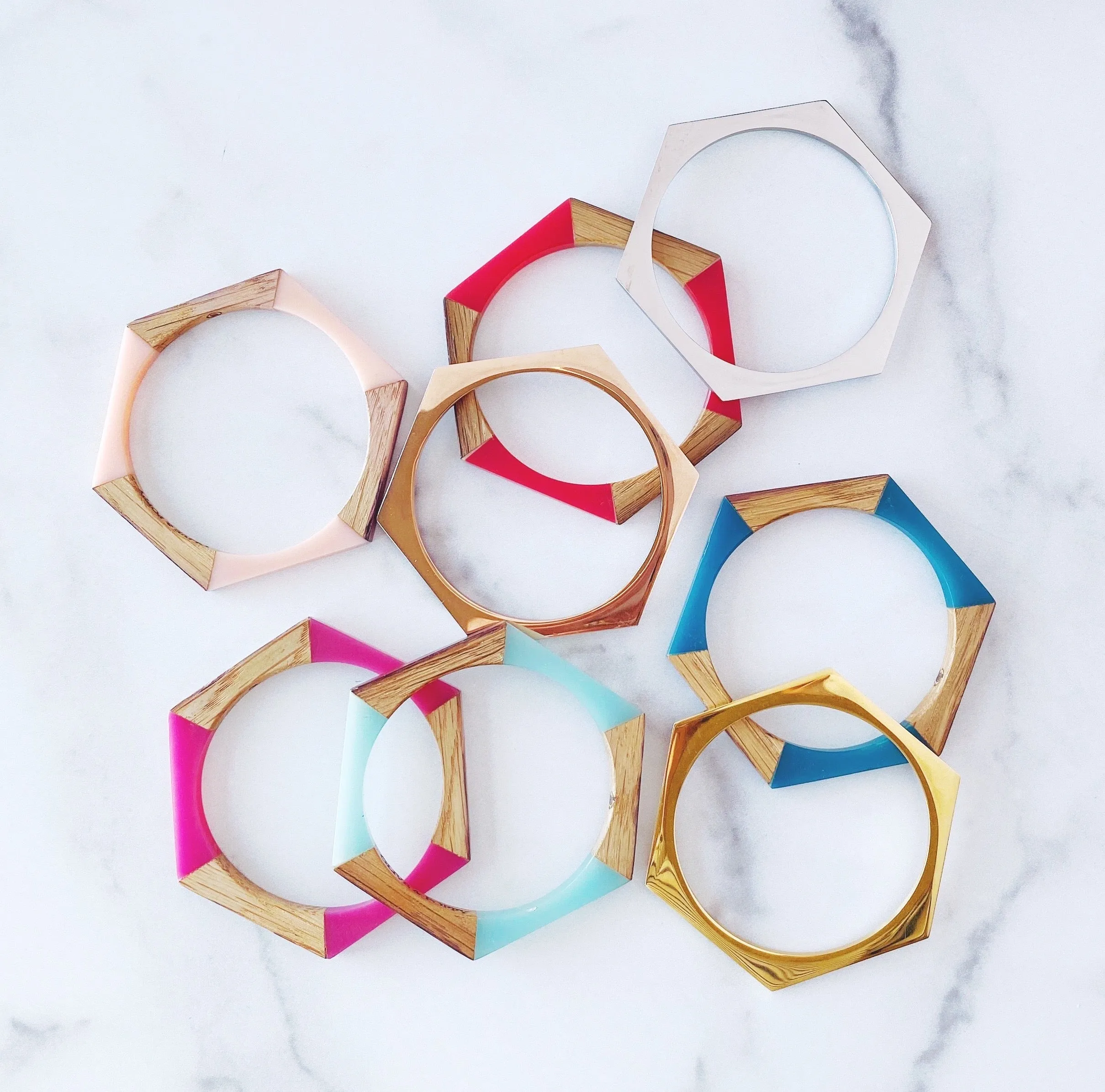 Metallic Hexagon Stacking Bracelets