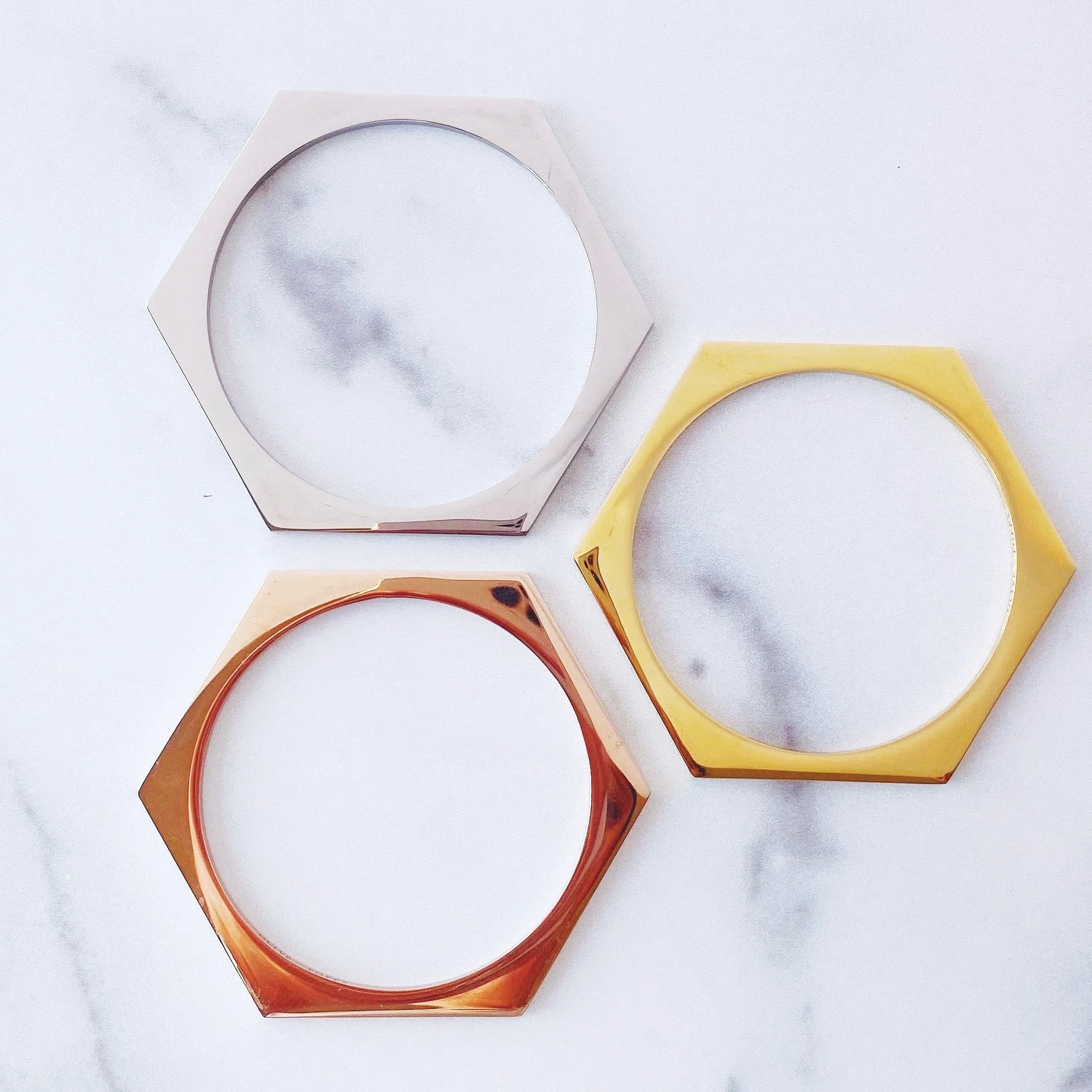 Metallic Hexagon Stacking Bracelets