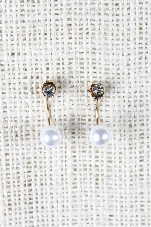 Mini Post And Pearl Jacket Earrings