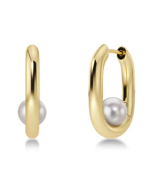 Modernist Pearl Hoops L Gold