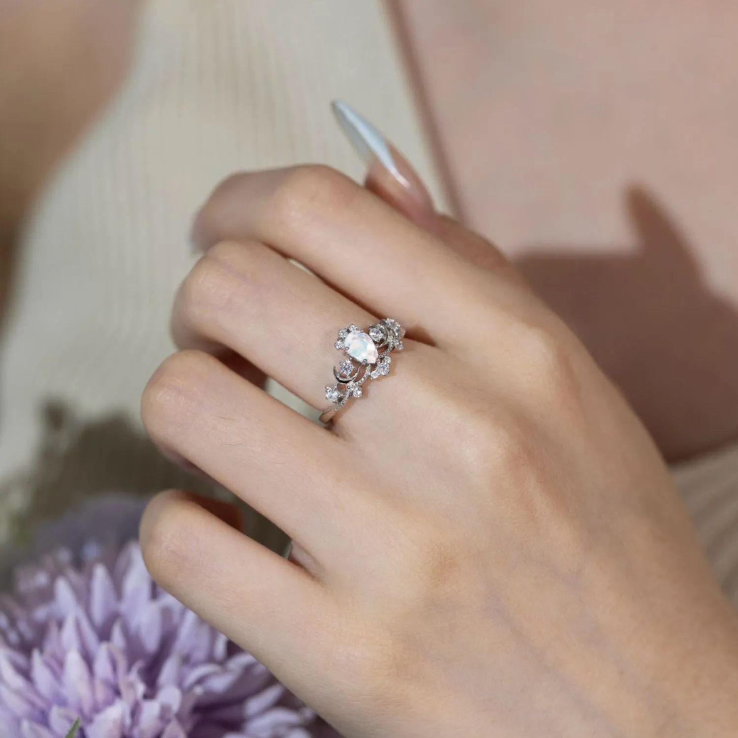 Moonlit Moonstone Ring