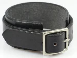 Narrow Buckling Wristband, Black Leather