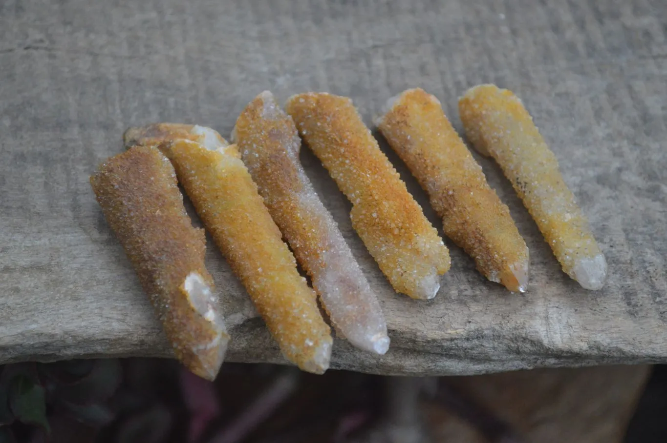 Natural Golden Limonite Solar Spirit Quartz Clusters / Crystals x 35 From Boekenhouthoek, South Africa