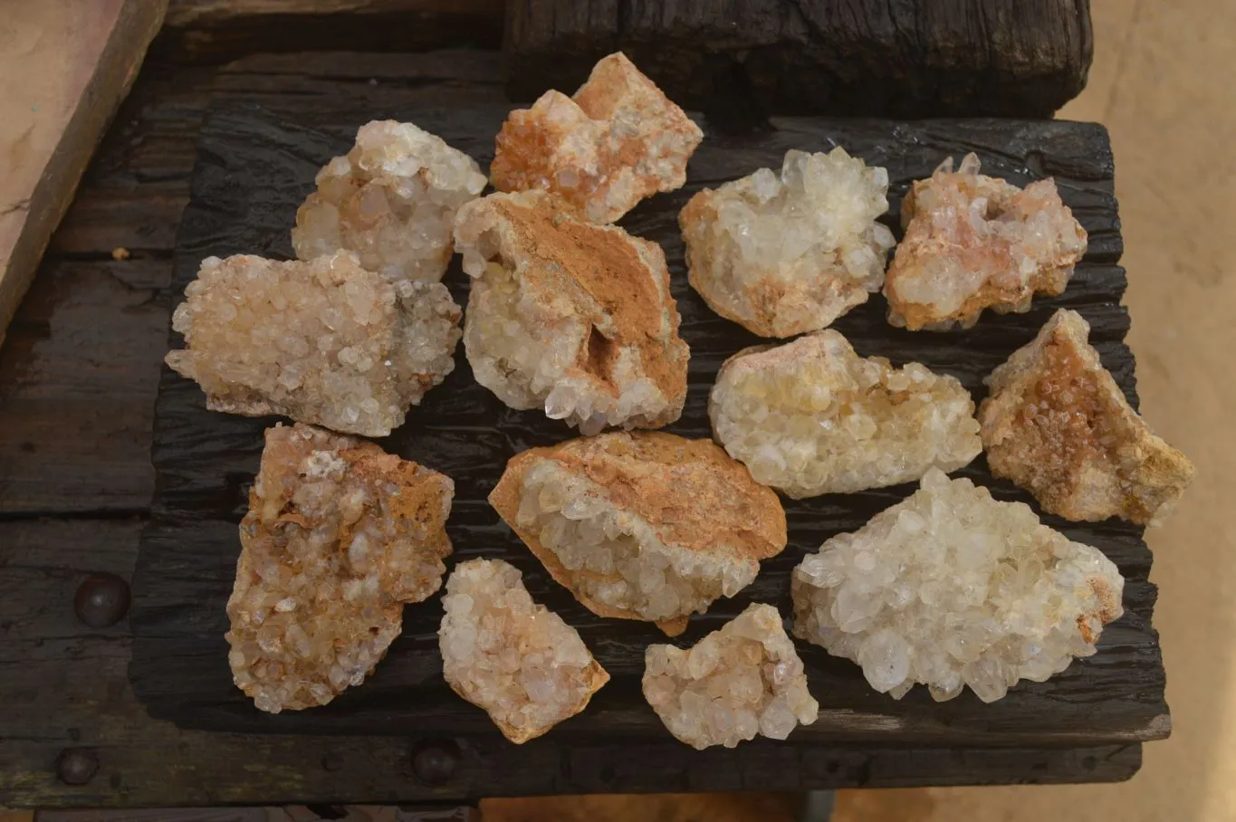 Natural Limonite Quartz Clusters x 13 From Mwinilunga, Zambia