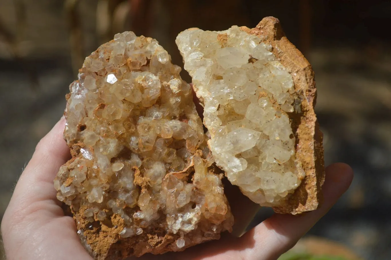 Natural Limonite Quartz Clusters x 13 From Mwinilunga, Zambia