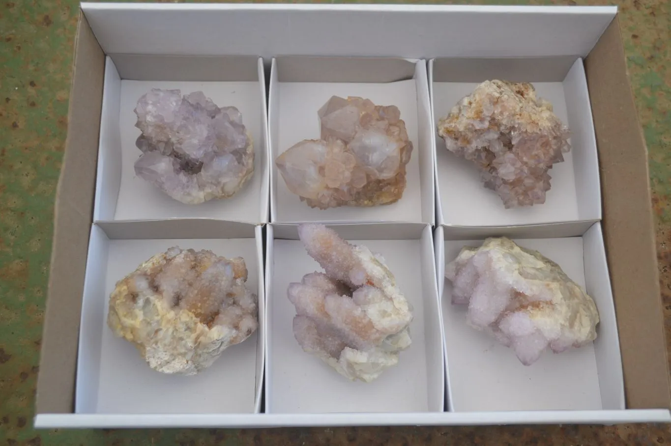 Natural Mixed Spirit Amethyst Quartz Clusters x 6 From Boekenhouthoek, South Africa