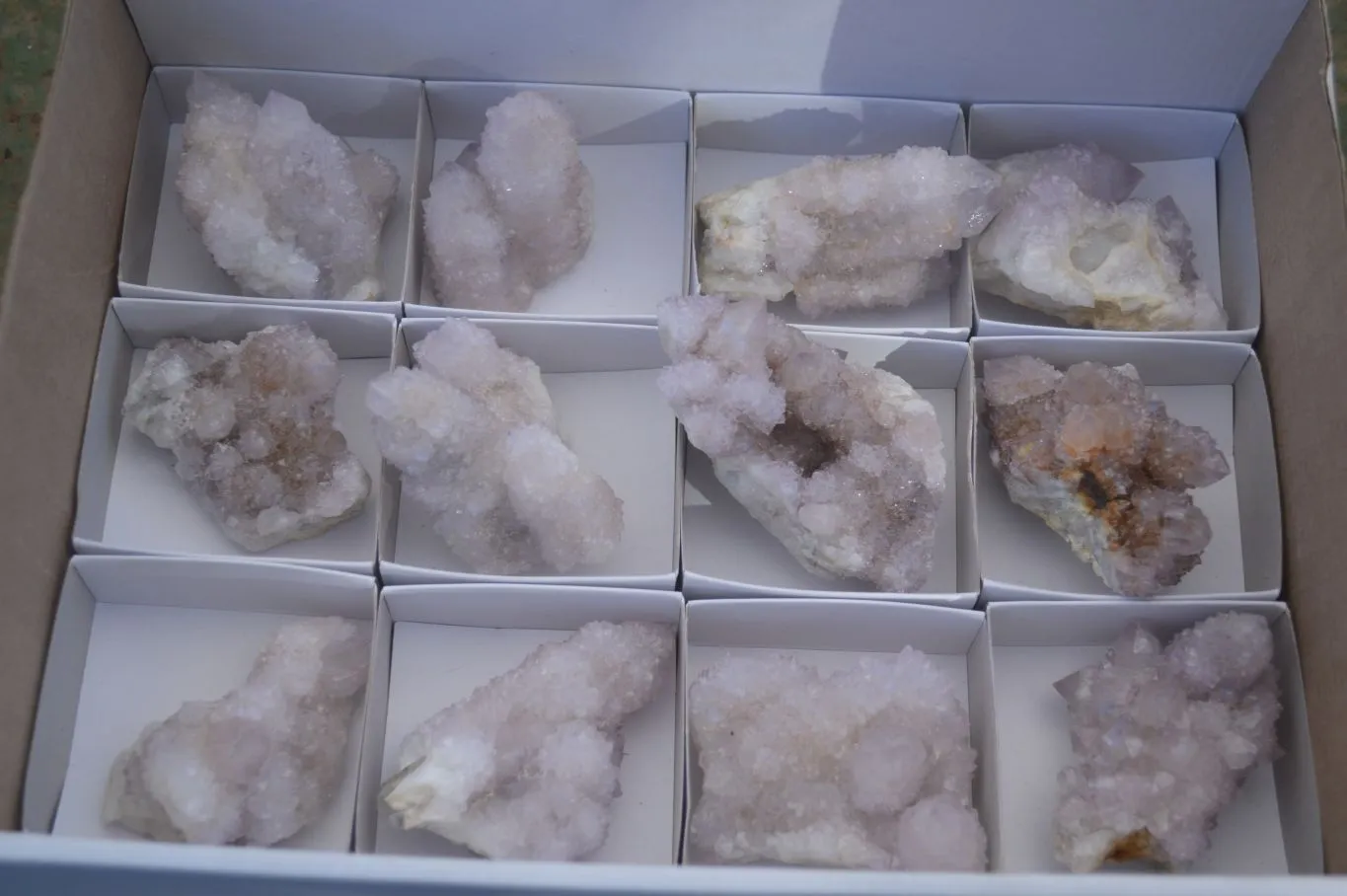 Natural Pale Lilac Spirit Quartz Clusters x 12 From Boekenhouthoek, South Africa