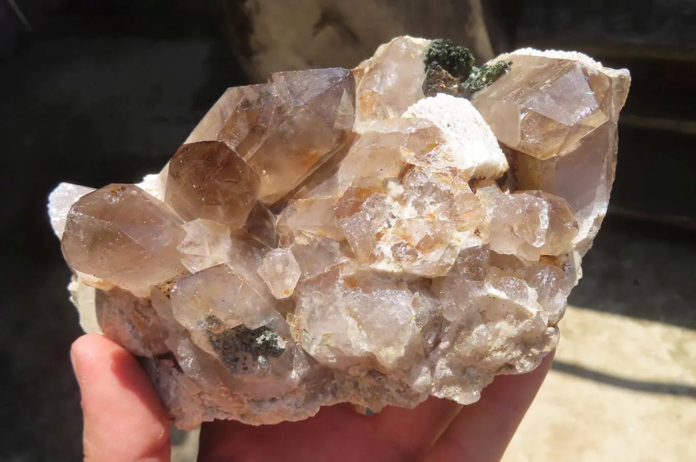 Natural Smokey Quartz On Aegirine Specimens x 2 From Malawi