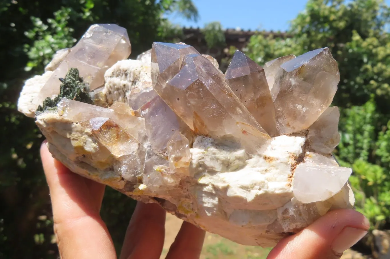 Natural Smokey Quartz On Aegirine Specimens x 2 From Malawi