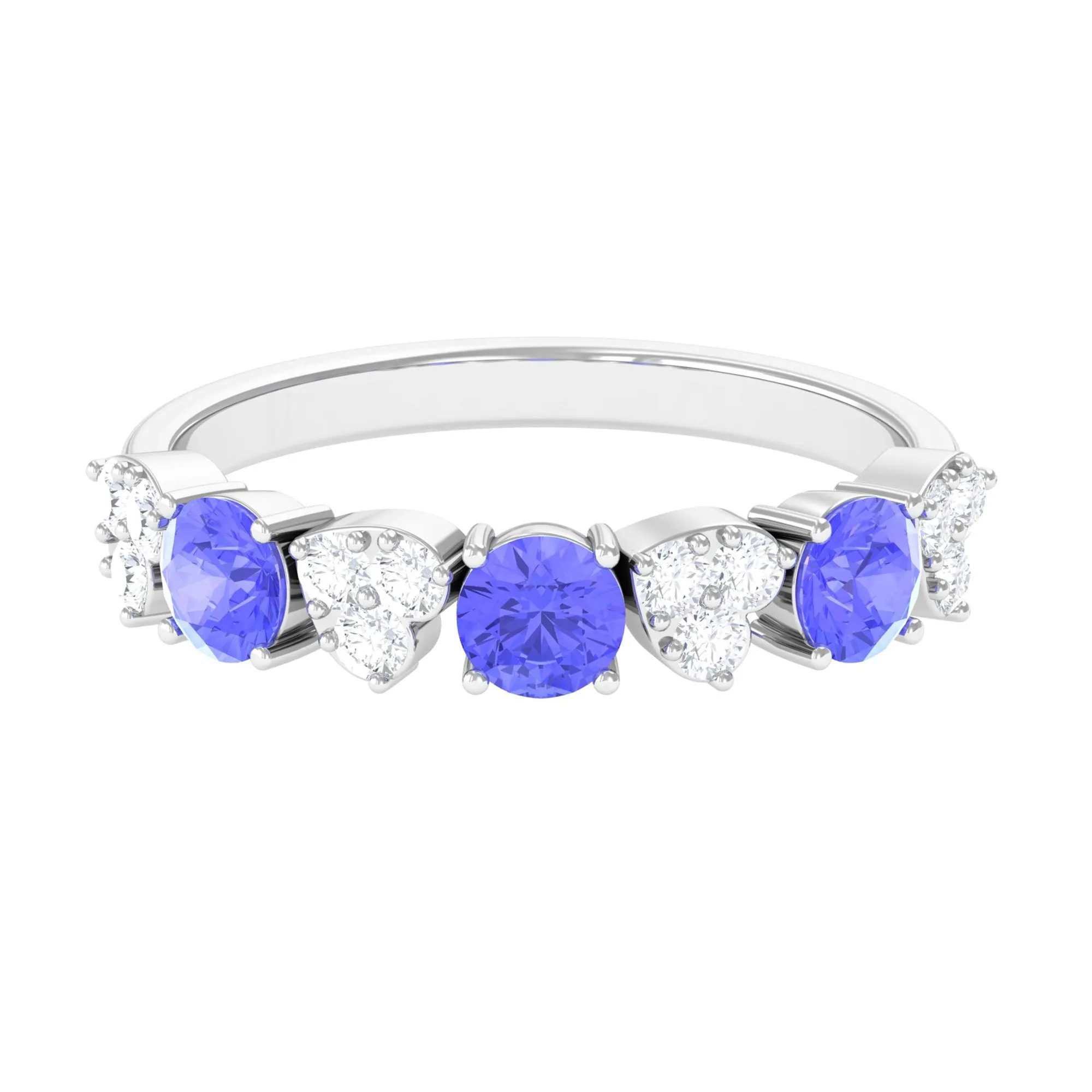 Natural Tanzanite Half Eternity Ring