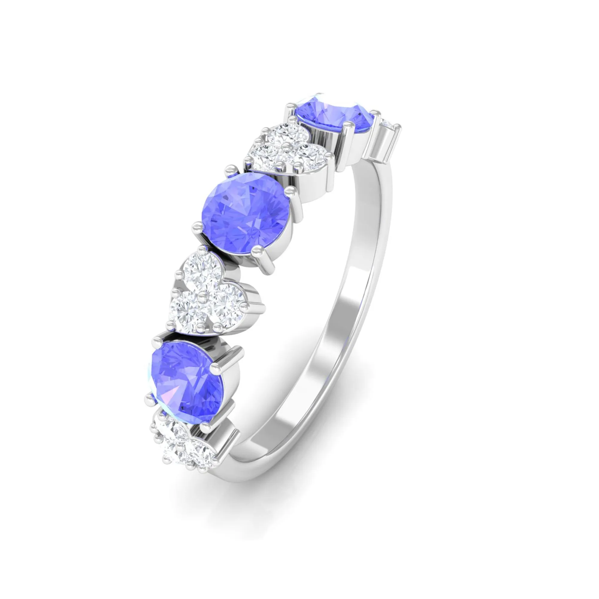 Natural Tanzanite Half Eternity Ring