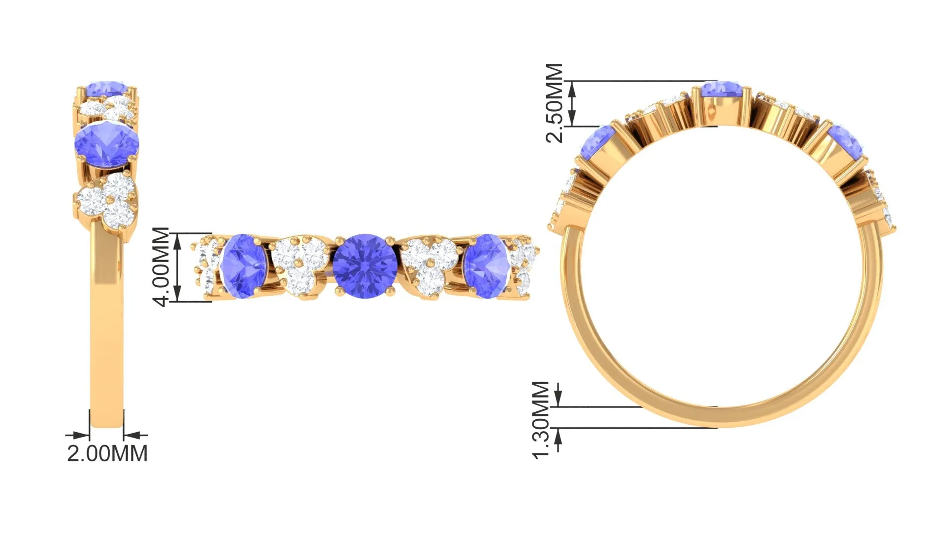 Natural Tanzanite Half Eternity Ring