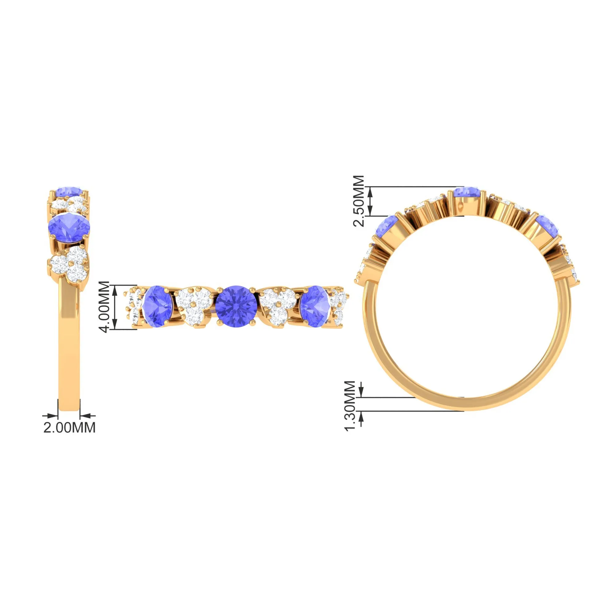 Natural Tanzanite Half Eternity Ring