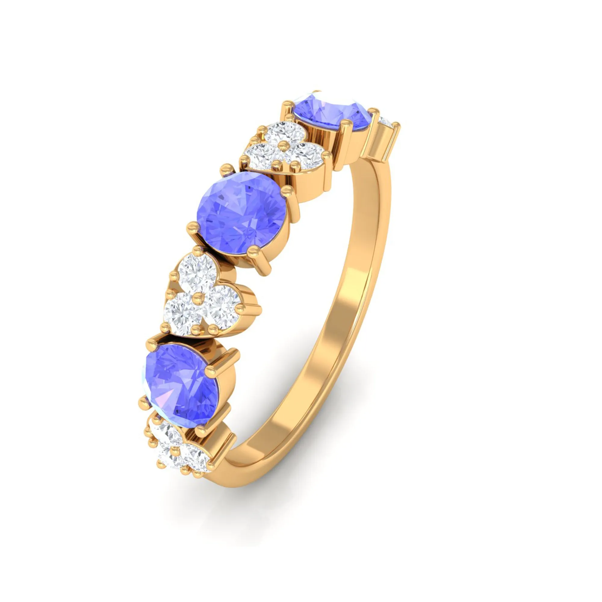 Natural Tanzanite Half Eternity Ring