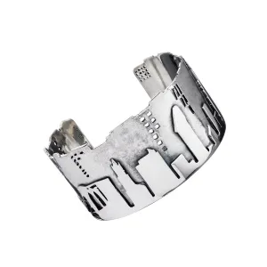 NYC Skyline The City That Never Sleeps Sterling Silver Bracelet Cuff