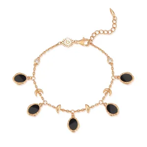 Obsidian Gold Bracelet - Moon Circle