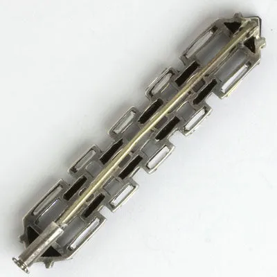 Onyx & Crystal Art Deco Bar Brooch