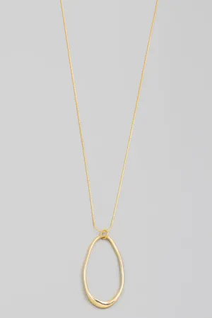 Oval Cut Out Long Necklace in Gold