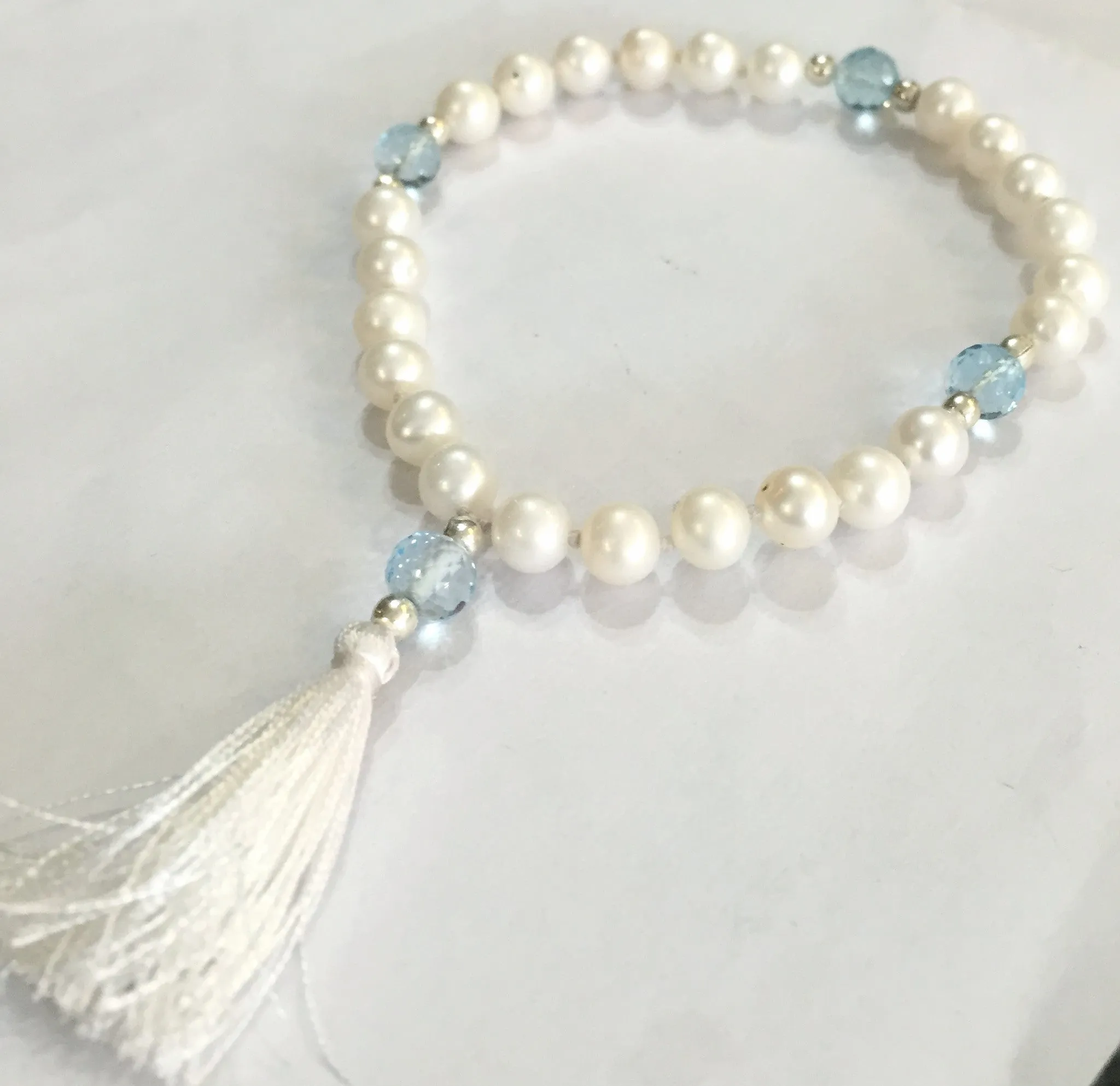 Pearl & Blue Topaz Quartermala