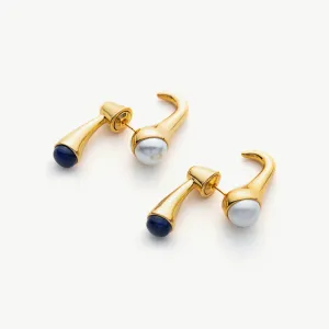 Pearl Crossover Hoop Earrings