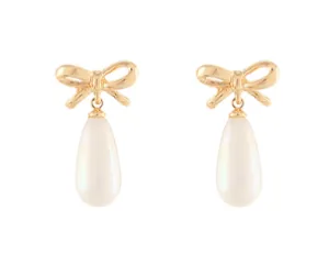 Pearl Teardrop Bow Earring